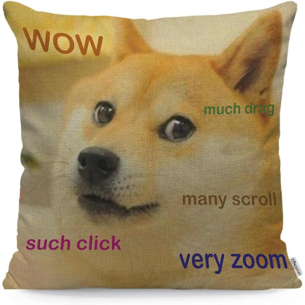 Doge Cushion Cover Funny Dog Rectangle Shape Decorative Throw Pillow Covers, Sofa Pillow Case Yellow 45X45 Cm-image-OPC-PCQM8WM-NEW