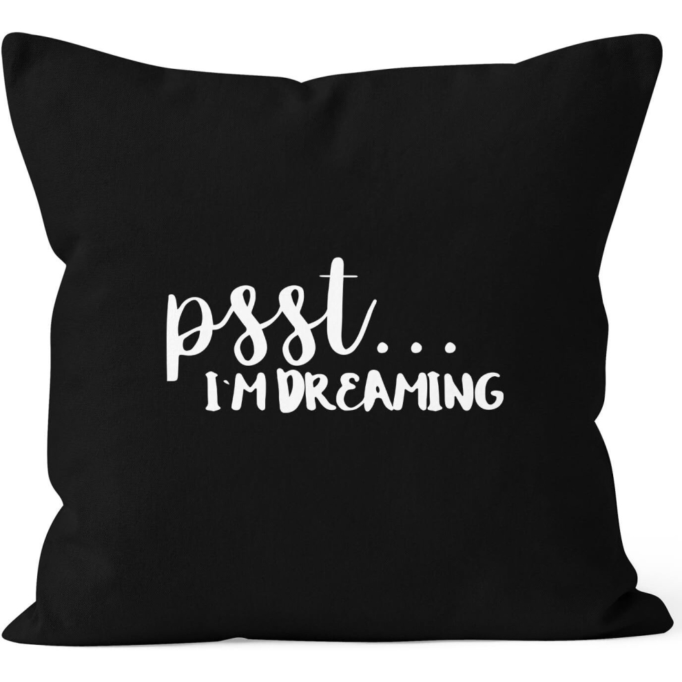 Cushion Cover Psst I'm Dreaming Saying "MÃ¼de Schlafen" Cushion Cover Decorative Cushion Cotton Black 40 cm x 40 cm-image-OPC-PCQMB57-NEW