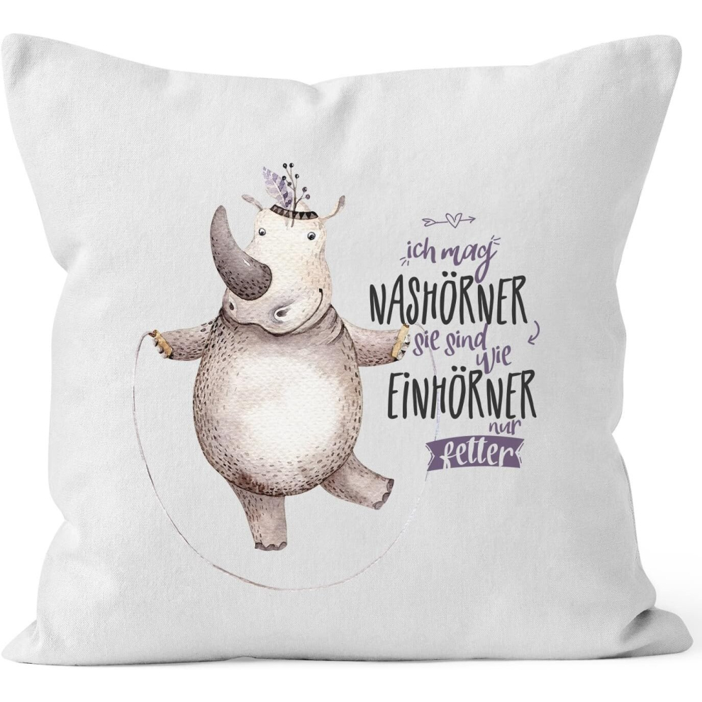 Rhino I Like Rhinos are as Unicorn Fetter Pillow Case Cushion Cover Decorative Cushion 40Â x 40Â cm Cotton Moon Works, 40cm x 40cm-image-OPC-PCQM9ZM-NEW