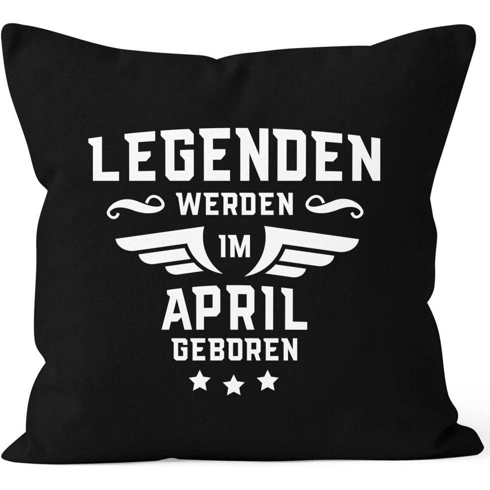 Legends Will Born in the Month Gift Pillow Cover Cotton April Black One Size-image-OPC-PCQMB2W-NEW