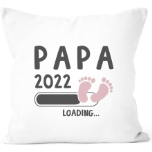 Cushion Cover Papa 2022 Loading Gift Pillow for Baby White / Pink Cotton