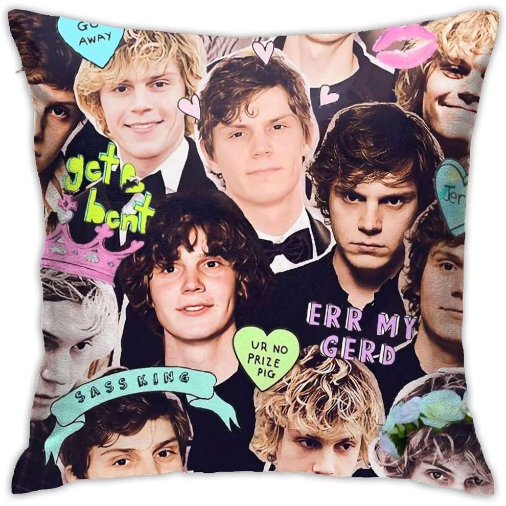 Evan Peters Pillow Covers Double Sided Plush Pillow Cases Dorm Decor for Bedroom Living Room 18x18 inch-image-OPC-PCQMBQY-NEW