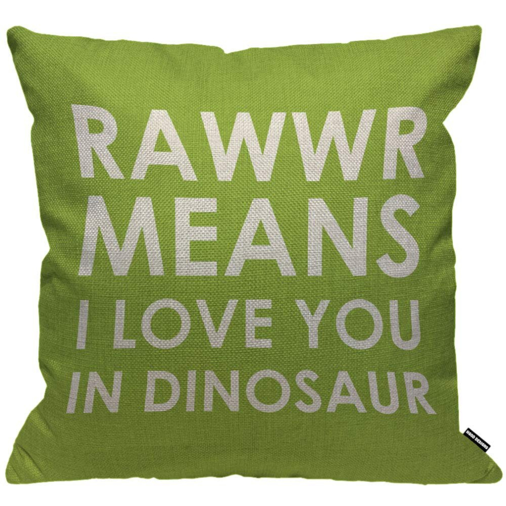 Rawr Means I Love You in Dinosaur Green White Cushion Cover for Men Women Living Room Bedroom Sofa Chair 45x45cm-image-OPC-PCQMCDD-NEW
