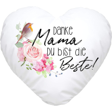 Heart Cushion "Danke Mama Du bist die Beste Blumen Danke Mama Geschenk Mother's Day White Heart Cushion