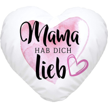 Heart cushion "Mama hab Dich lieb" gift for mum, Mother's Day, thank you, say little attention, white heart cushion