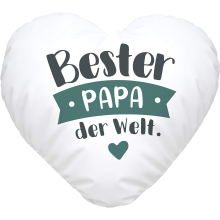 Heart Pillow "Beste/r Papa Mama der Welt" Beautiful Gift for Mother's Day Father's Day Christmas Birthday Parents Dad White Heart Cushion