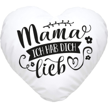 Heart Cushion Gift for Mum I Love You Mother's Day Christmas Birthday White Heart Cushion