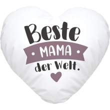 Heart Pillow "Beste/r Papa Mama der Welt" Beautiful Gift for Mother's Day Father's Day Christmas Birthday Parents Mum White Heart Cushion
