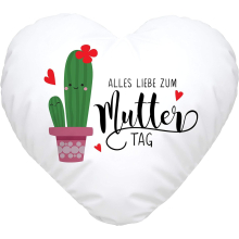 Heart Cushion Cute Cactus Alles Liebe Mama White Heart Cushion