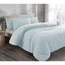 (Double, Ice Blue) Kampala Hill Teddy Bear Fleece Duvet Cover Set Bedding Warm Winter