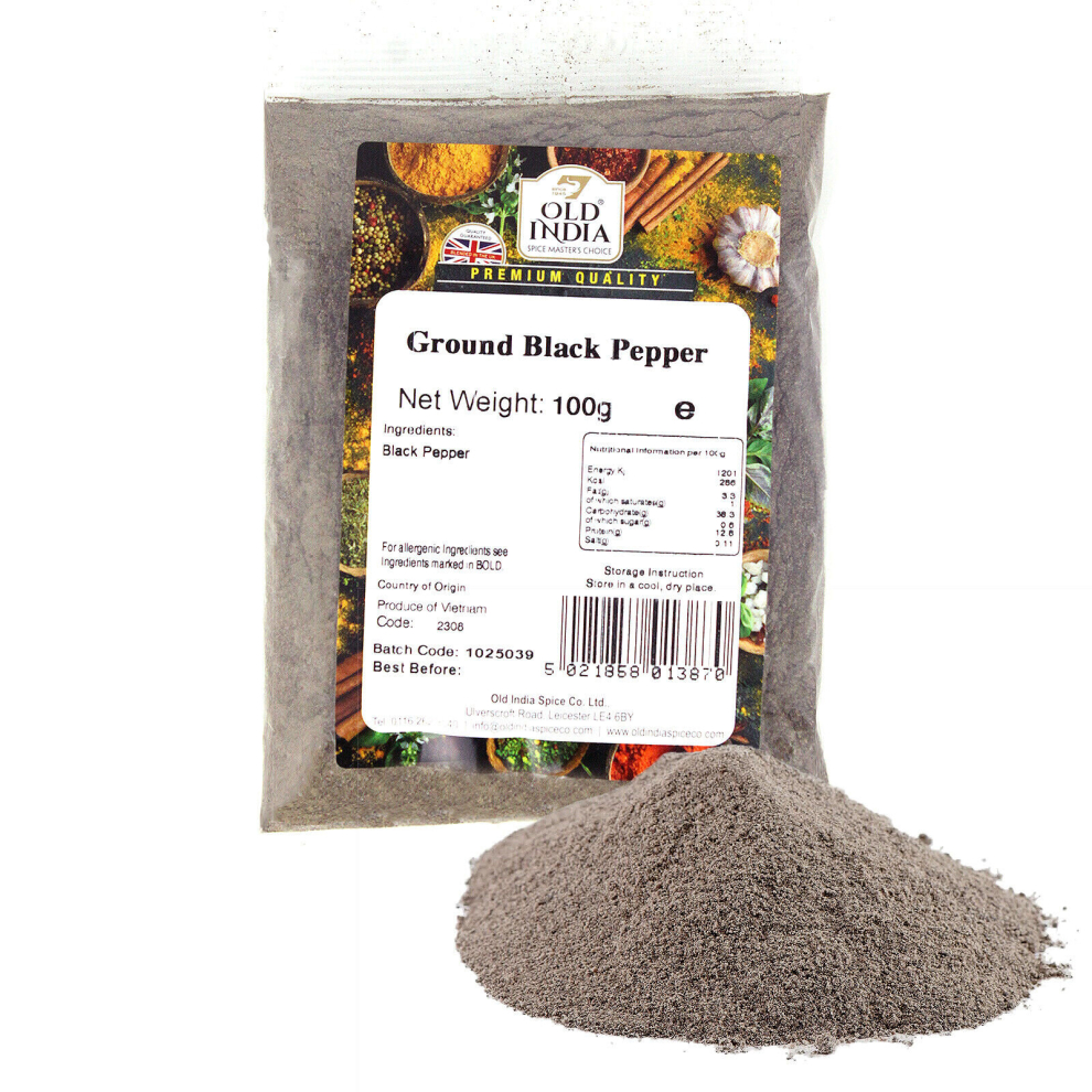 (Pepper Powder Black White Ground Fine Coarse Kali Miri Peppercorns Spices 100g) Pepper Powder Black White Ground Fine Coarse