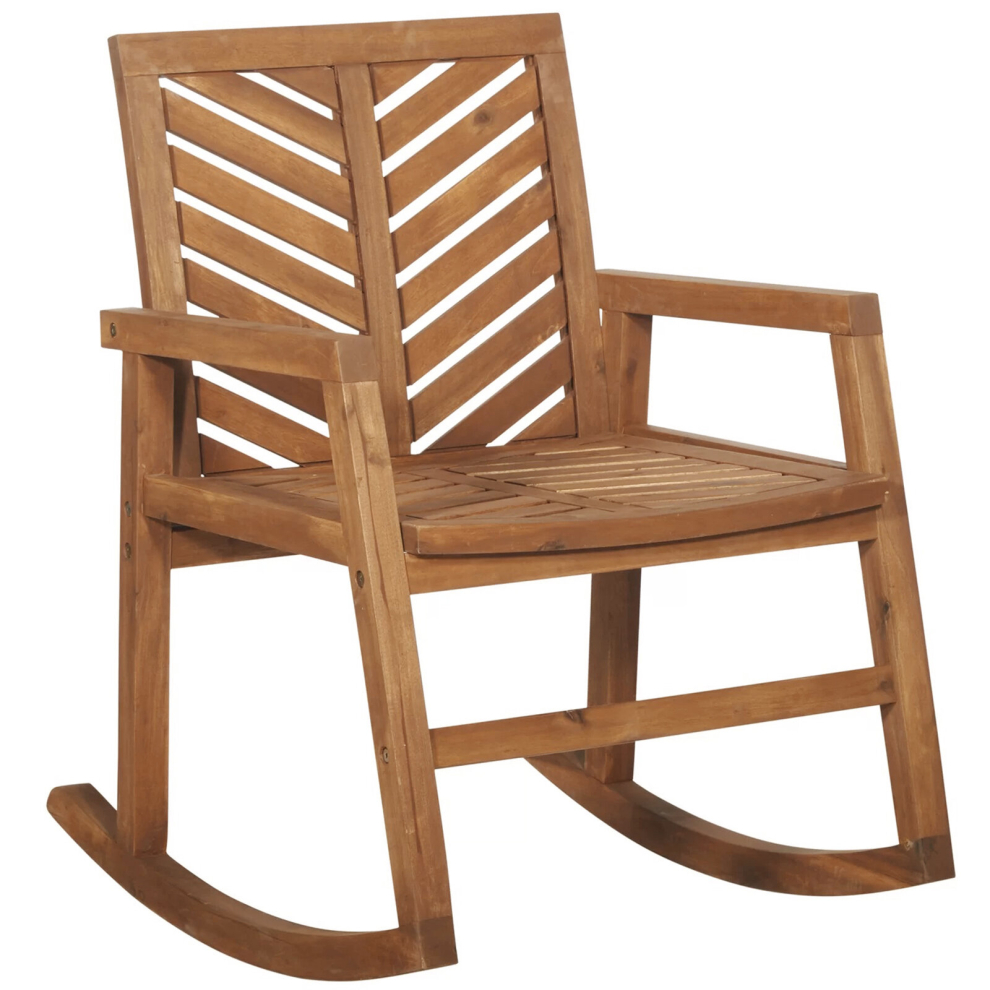 All-Weather Outdoor 35in Acacia Wooden Patio Rocking Chair, Brown