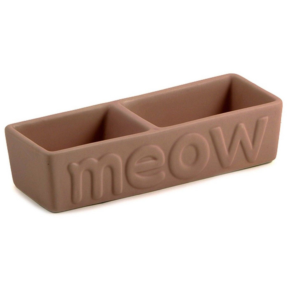 Ancol Ceramic Brown Double Cat Feeding Bowl