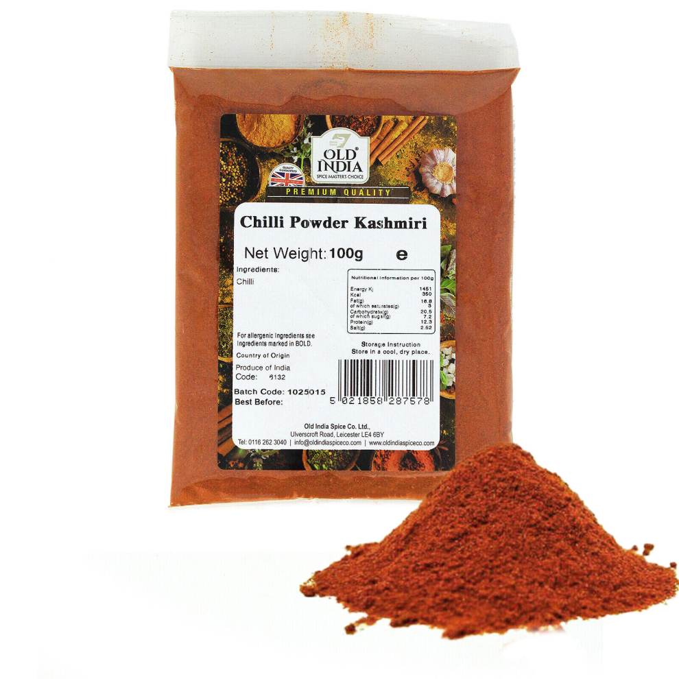 (Chilli Powder Ground Kashmiri Red Hot Extra Hot Mirch Bhuki Spices Indian Curry) Chilli Powder Ground Kashmiri Red Hot Extra Hot