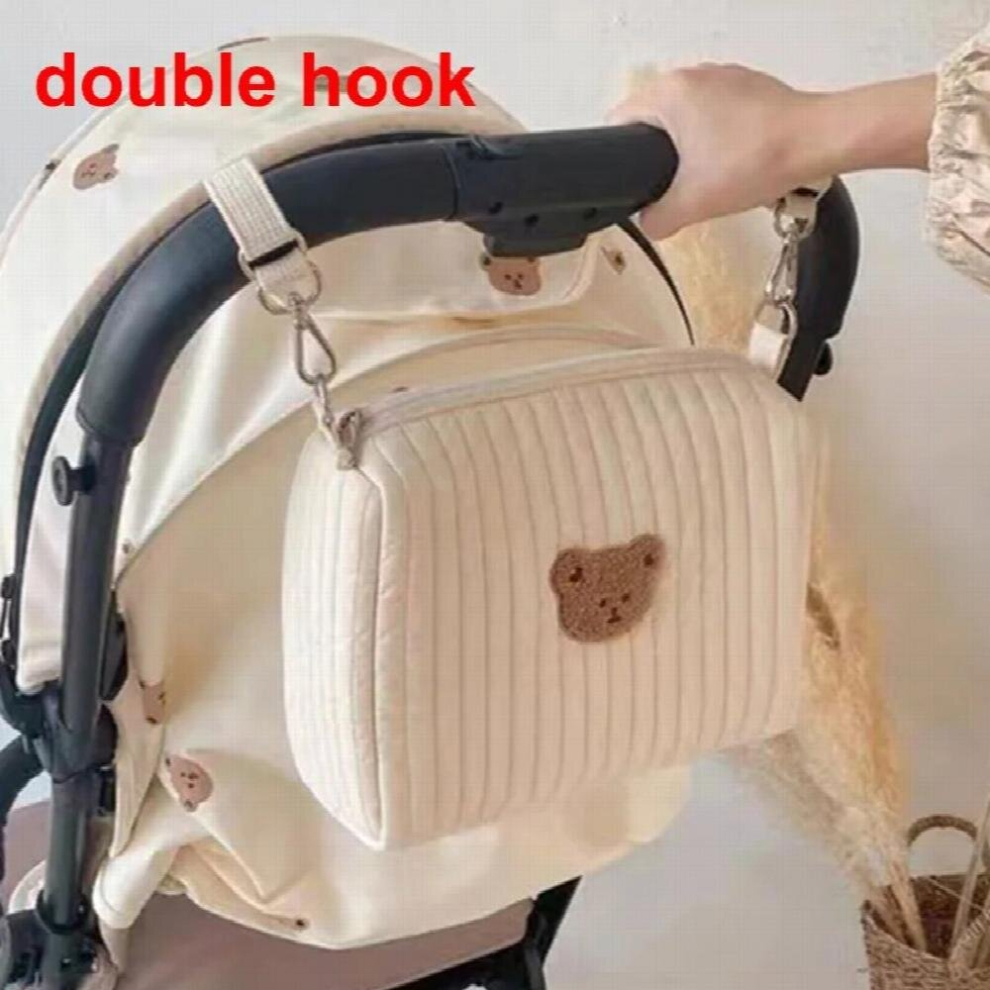 Bear Embroidery Baby Diaper Bag for Stroller Mommy Bag Reusable Newborn Care Nursery Organizer Nappy Changing Bag for Mom