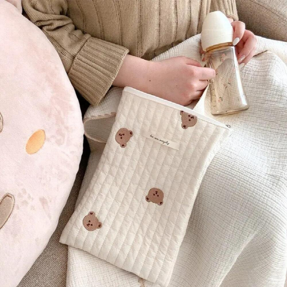 Quilted Mommy Bag Diaper Nappy Bag Baby Stuff Organizer Mini Handbags Caddy Storage Bag for Mom Bear Babies Accessories
