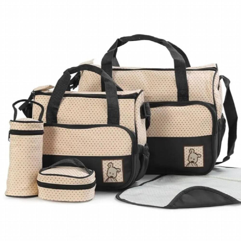 5 Pcs Multifunctional Set Baby Changing Diaper Nappy Bag Maternity Mummy Handbag GXMB