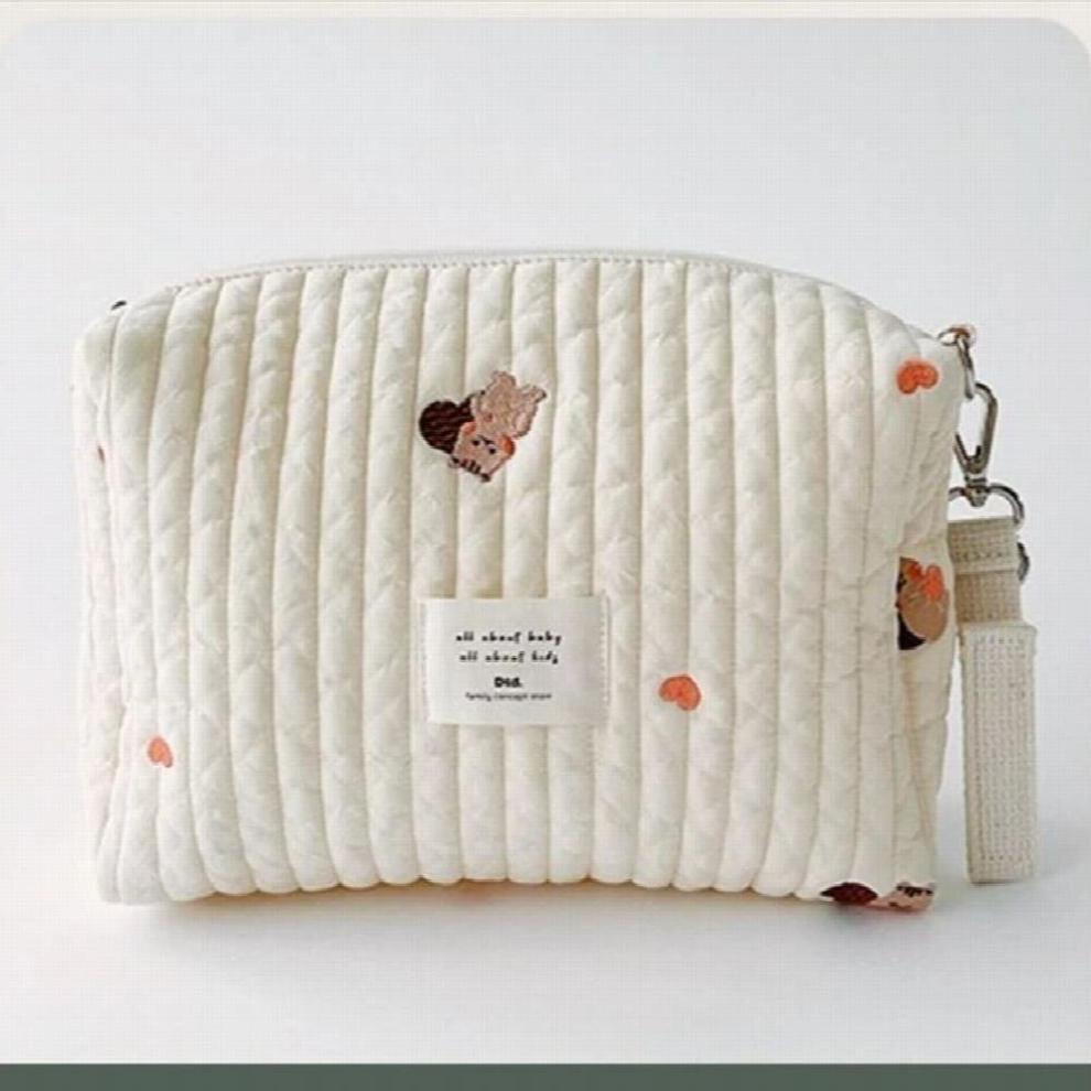 Bear Embroidery Mommy Single Bag Cotton Mom Bag Organizer Zipper Newborn Baby Diaper Bag Nappy Travel Stroller Storage Bag
