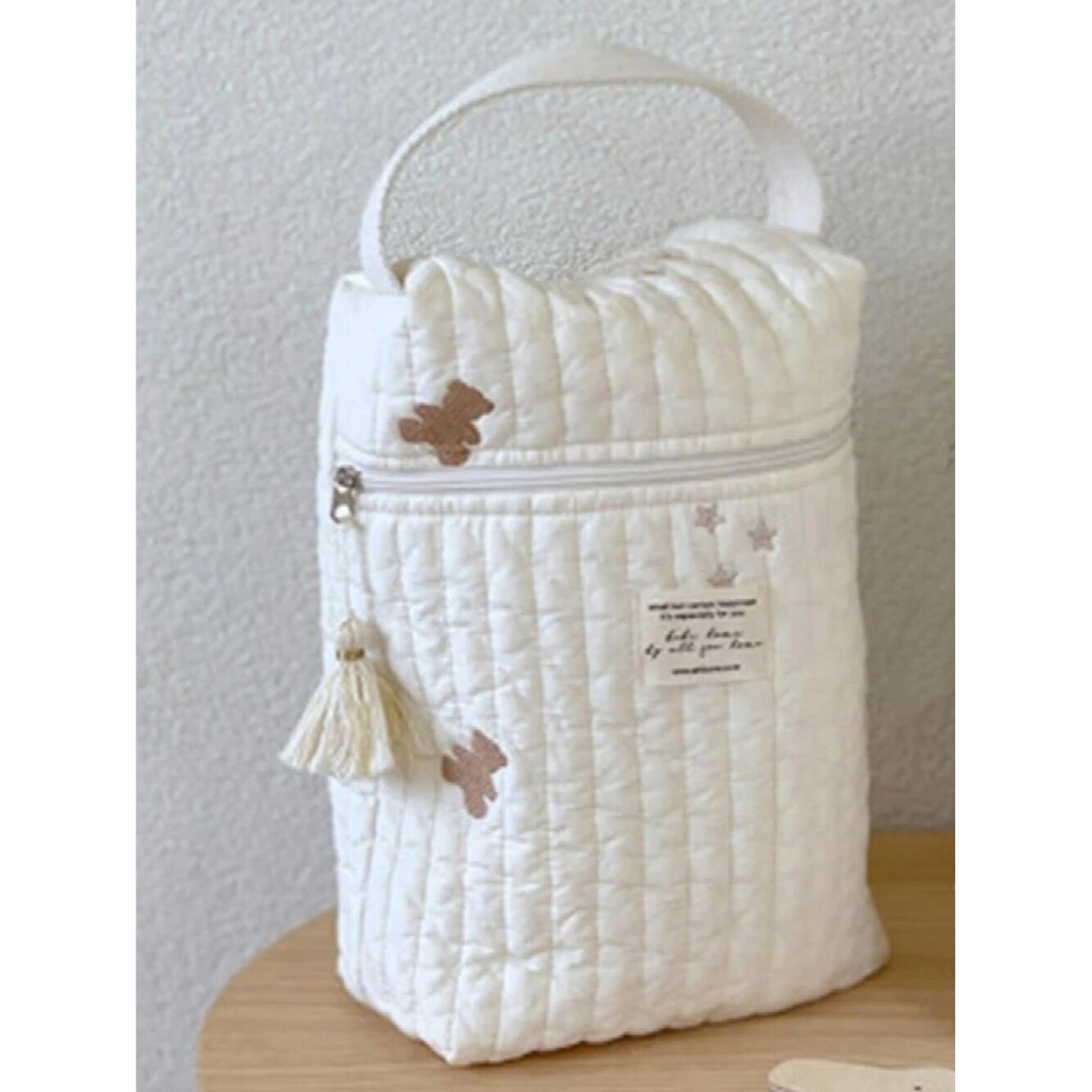Quilted Embroidered Diaper Bag Organizer Nappy Storage Pouch Pocket Cotton Maternity Bag for Mommy Portable Handbags
