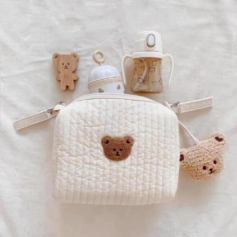 Cotton Baby Diaper Bag Nappy Pouch Travel Stroller Storage Bags South Koreas Ins Bear Embroidery Mommy Bag Handbags