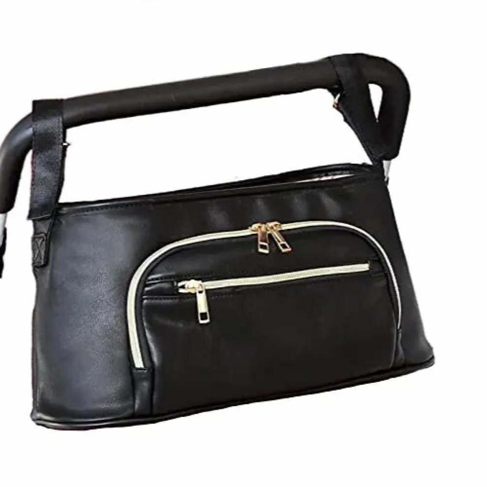 Portable Baby Diaper Bag Lightweight PU Leather Nappy Bag Mommy Diaper Organizer for Baby Stroller with Hooks