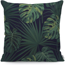 Black Leaf Cushion Cover Dark Tropical Jungle Plants Green Sabal Palm Monstera Leaves Floral Decorative Throw Pillow Covers