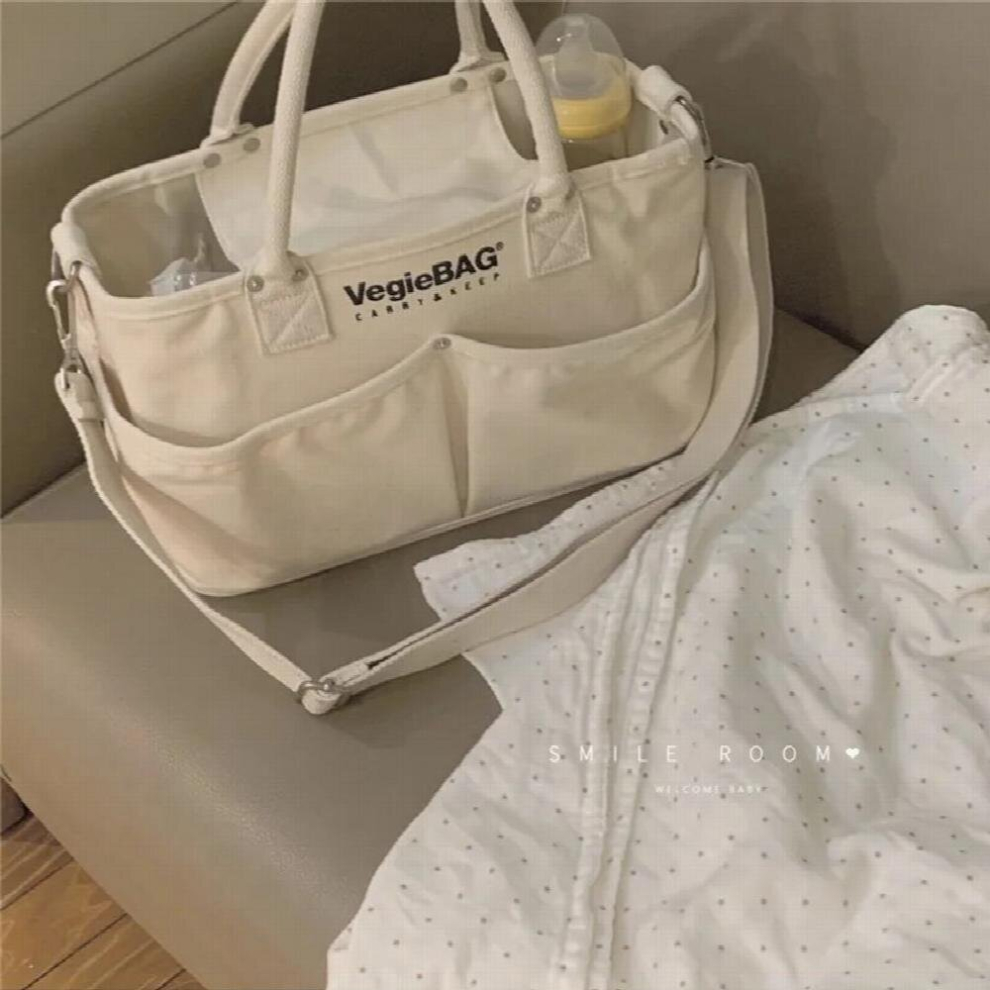 Maternity Bag for Baby Stroller Cart Nappy Diaper Bags Canvas Mommy Bag Shoulder Tote Multifunctional Pockets Handbag for Mom