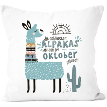 The Most Beautiful Alpacas Born in January - December Adjustable Motif Birth Month Individual Birthday Gifts Decorative Cushion October White One Size