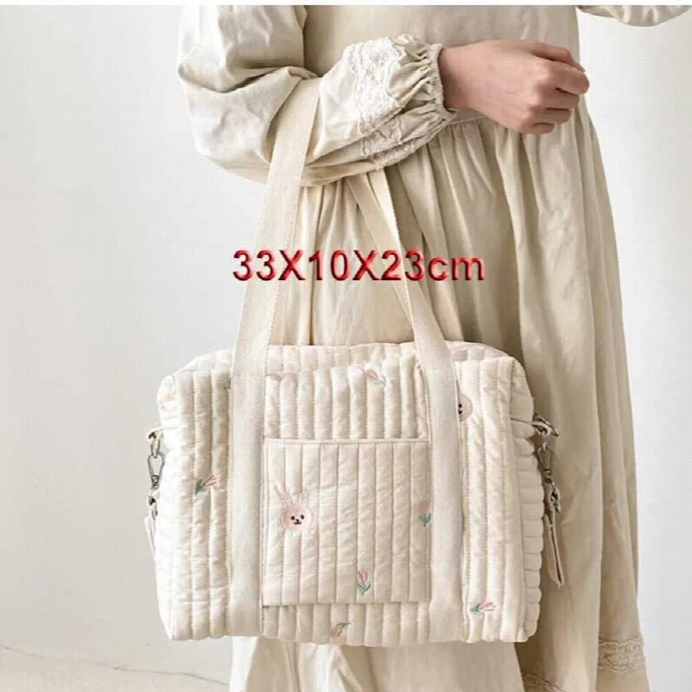 Zipper Embroidery Quilted Baby Diaper Bag Organizer Maternity Bag for Stroller Mommy Single Shoulder Bag Travel Large Outing Bag