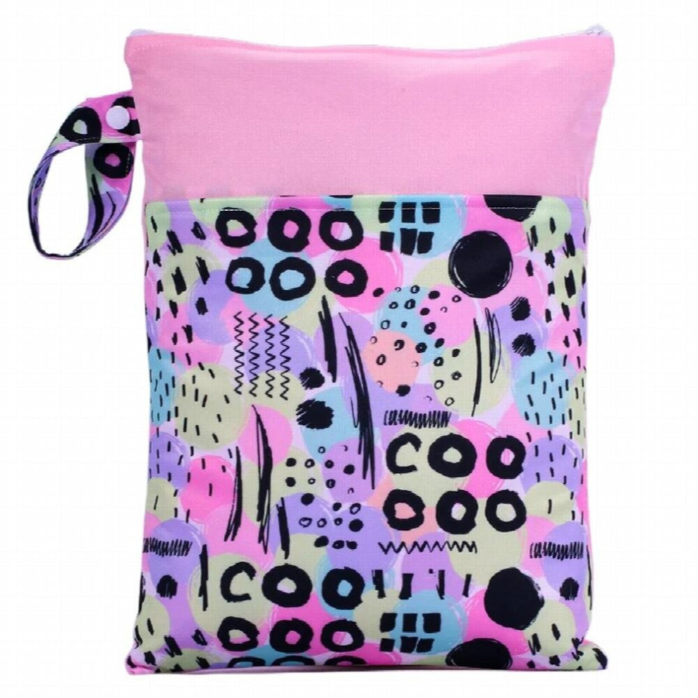 Reusable Baby Nappies Bag Wet Dry Mammy Bag With Double Pocket Cloth Handle Wetbag Waterproof 25*35CM-image-OPC-PCQMJMF-NEW