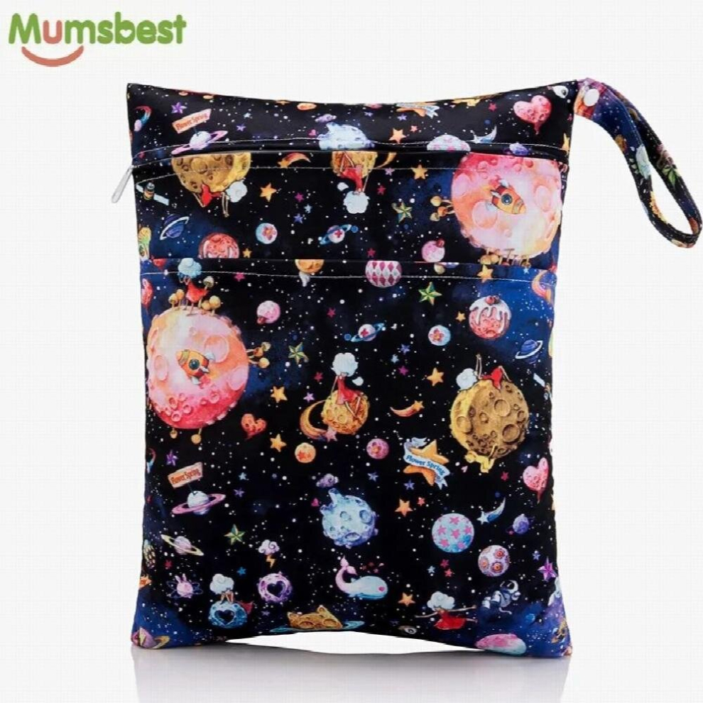 [Mumsbest]2021 Wet Bag Washable Reusable Cloth diaper Nappies Bags Waterproof Swim Sport Travel Carry bag Big Size: 40X30cm