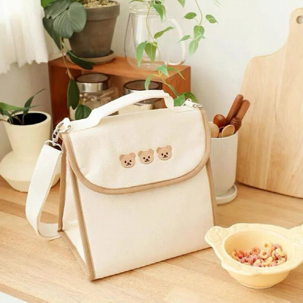 MILANCEL Diaper Bags Bear Embroidery Mom Bags Insulated Lunch Box Mom Cloth Bag