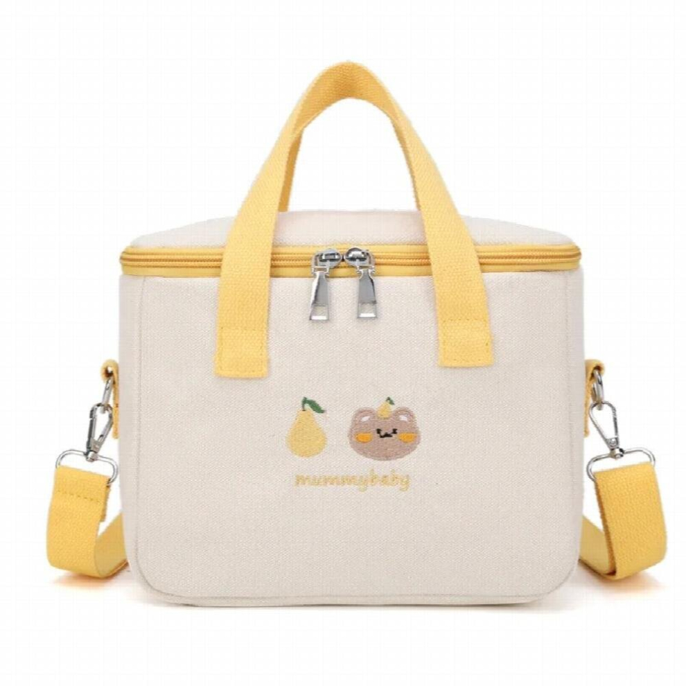 Embroidered Bear Insulation Mommy Bag Multifunctional Mother Baby Bag Go Out Messenger Carriage Mommy Bag Infant Care Organizer