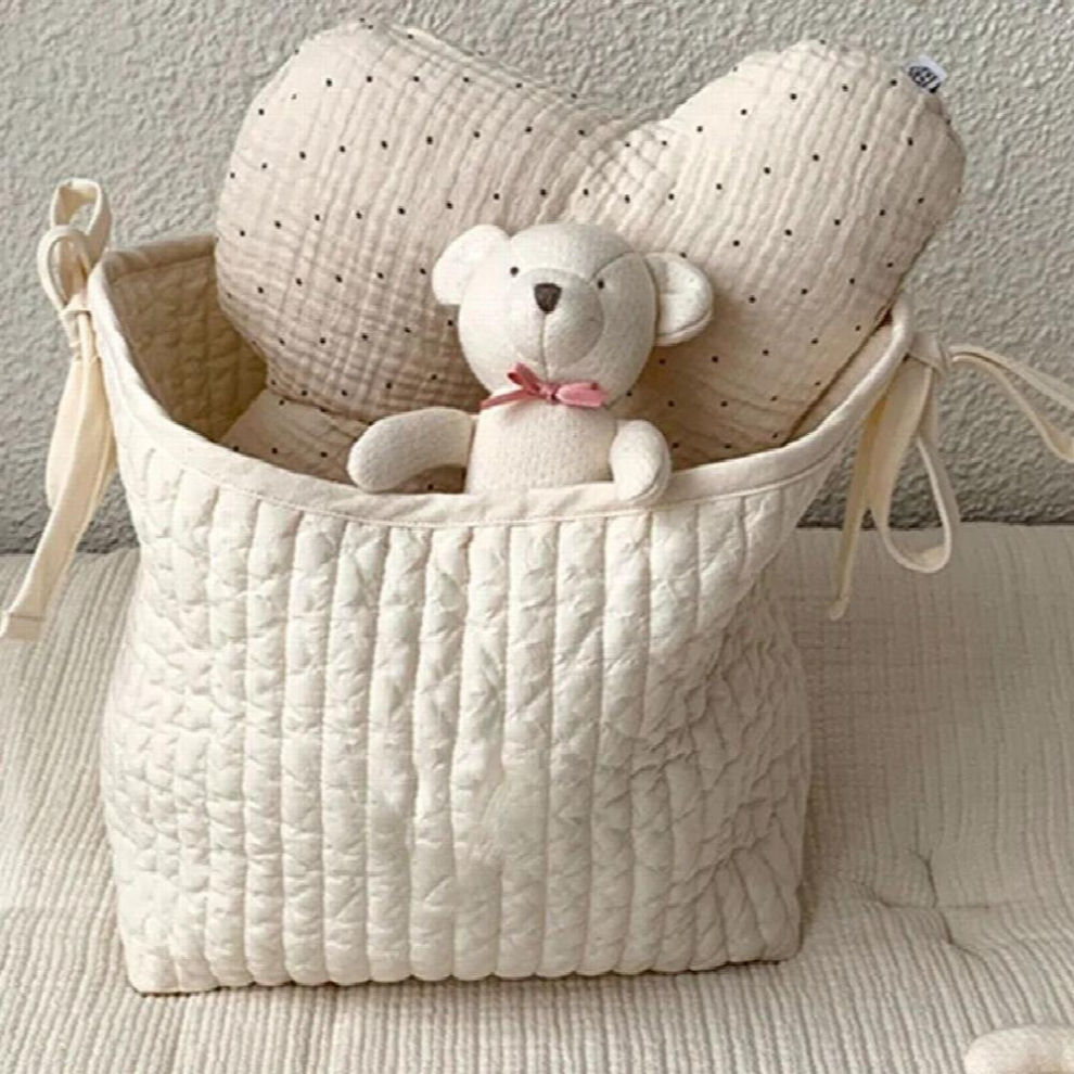 Cotton Diaper Bag For Mom Baby Items Crib Bed Mommy Bag Nappy Caddy Organizer Stroller Cart Storage Beige