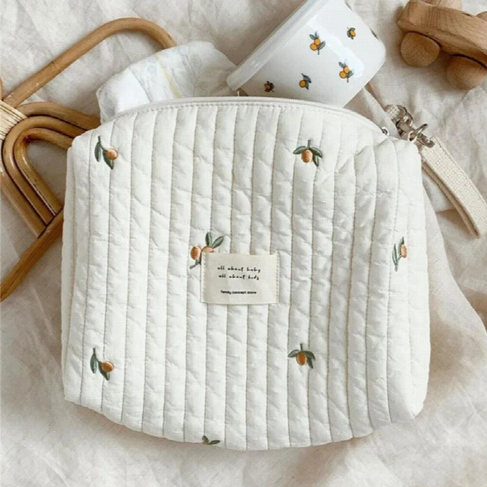 Mommy Handbag Tote Zipper Embroidery Bear Olives Print Creamy Mom Bag Outing Baby Stroller Diaper Bags