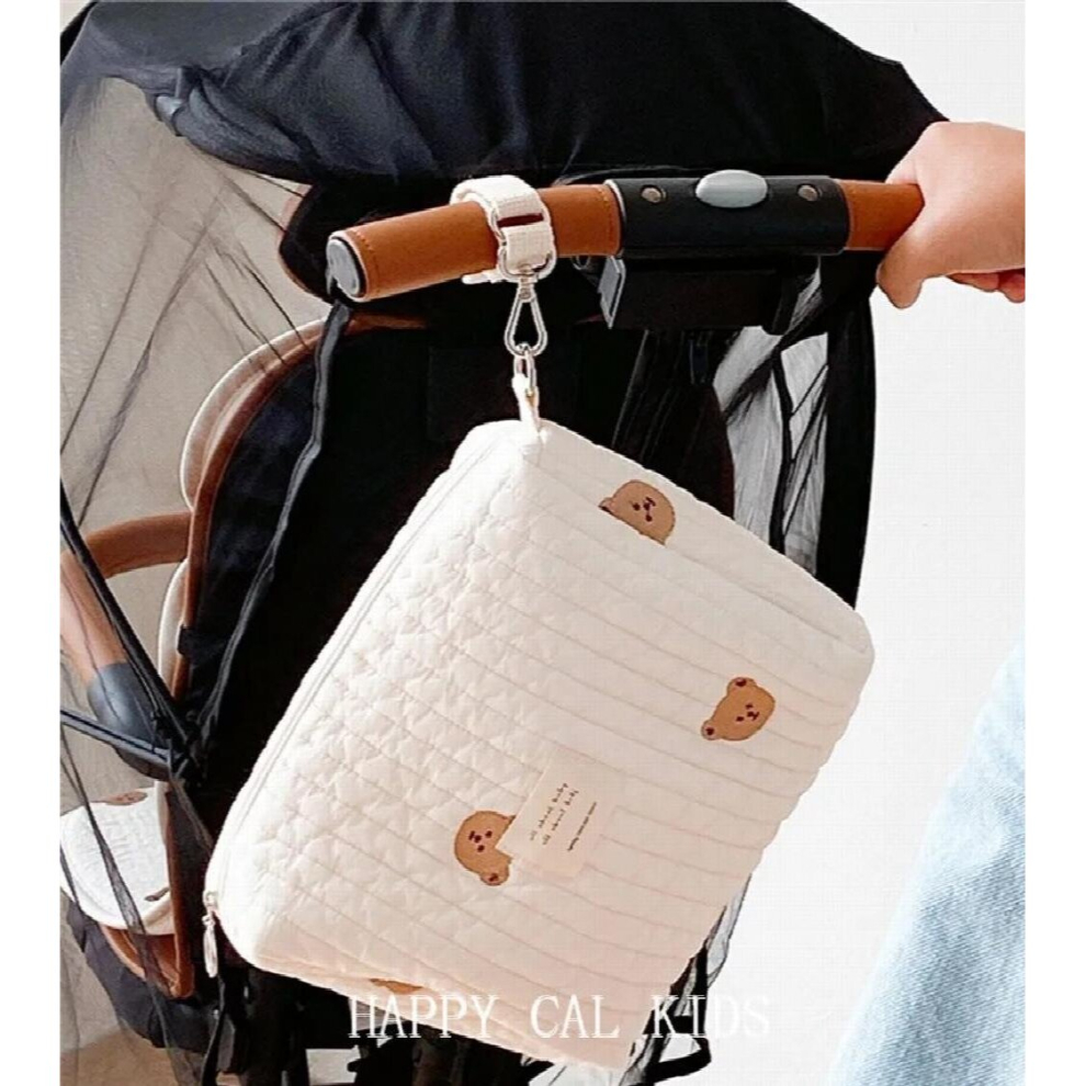 Cotton Mommy Bag Korea Style Newborn Baby Care Diaper Shoulder Bag Embroidery Quilted Stroller Diaper Storage Organizer Large