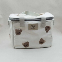 Cartoon Canvas Mommy Bag Large Capacity INS Bear Embroidery Insulation Handbags Multifunctional Crossbody Bags