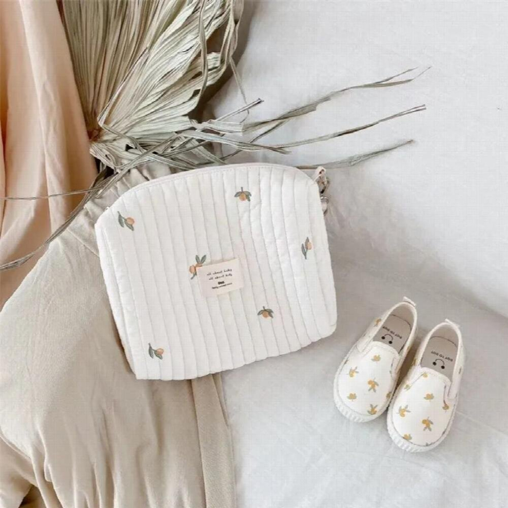 Cotton Mommy Diaper Bag Organizer Bear Embroidery Single Zipper Newborn Baby Diaper Bag Nappy Travel Stroller Storage Bag