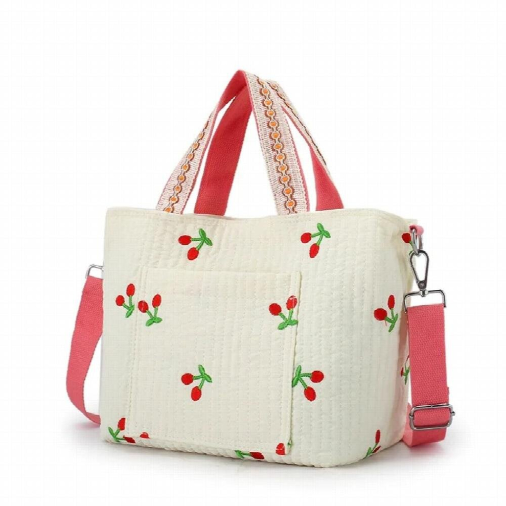 Baby Diaper Bag Organizer Large Capacity Multifunctional Cherry Print Shoulder Bag Mommy Handbag Travel Nursing Bag