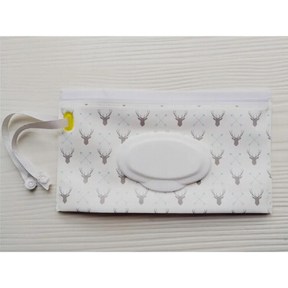 Easy-Carry Wipes Carrying Pouch With Clamshell Natural Wet Wipes Container Diaper Bag Snap-Strap Cosmetic Case 42 Styles