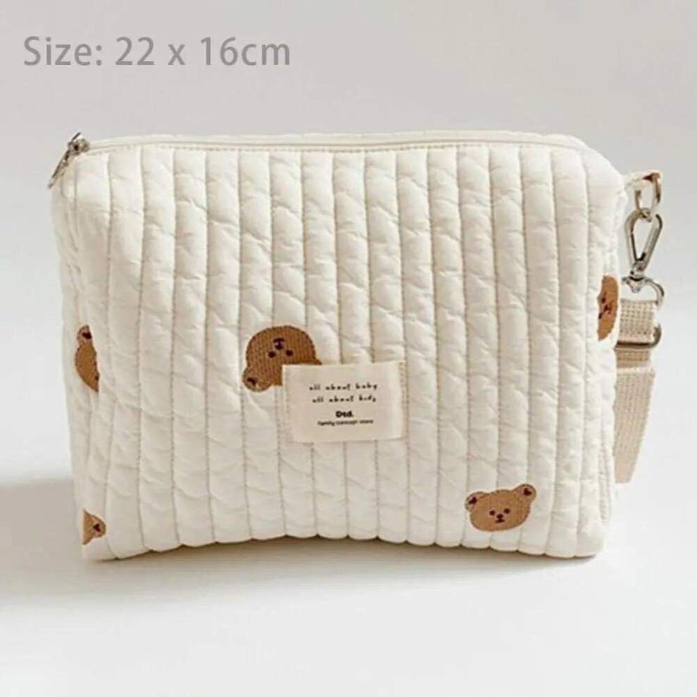 Mommy Bag Bear Embroidery Baby Diaper Bag Zipper Nappy Storage Organizer for Stroller Travel Outdoor Portable Handbags