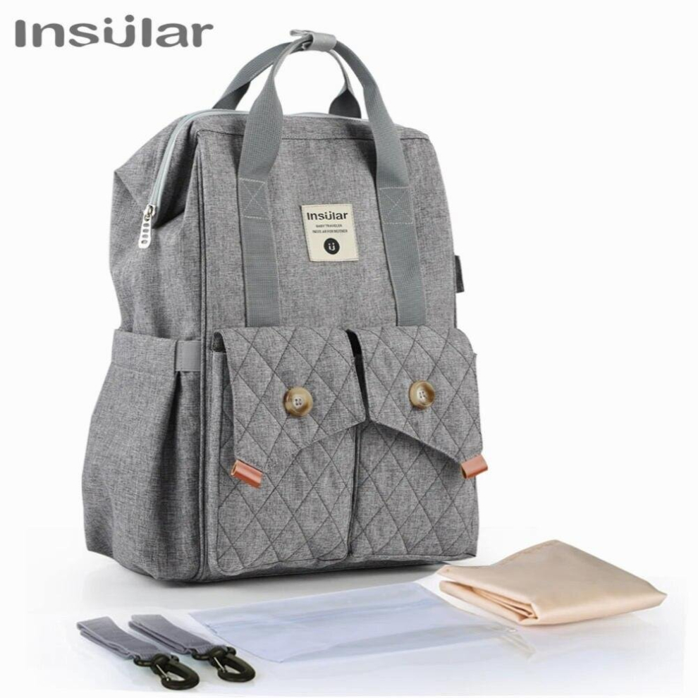Baby Diaper Travel Backpack Mummy Maternity Nappy Stroller Bag for Mom Dad with Stroller Straps Changing Pads Wet Bag