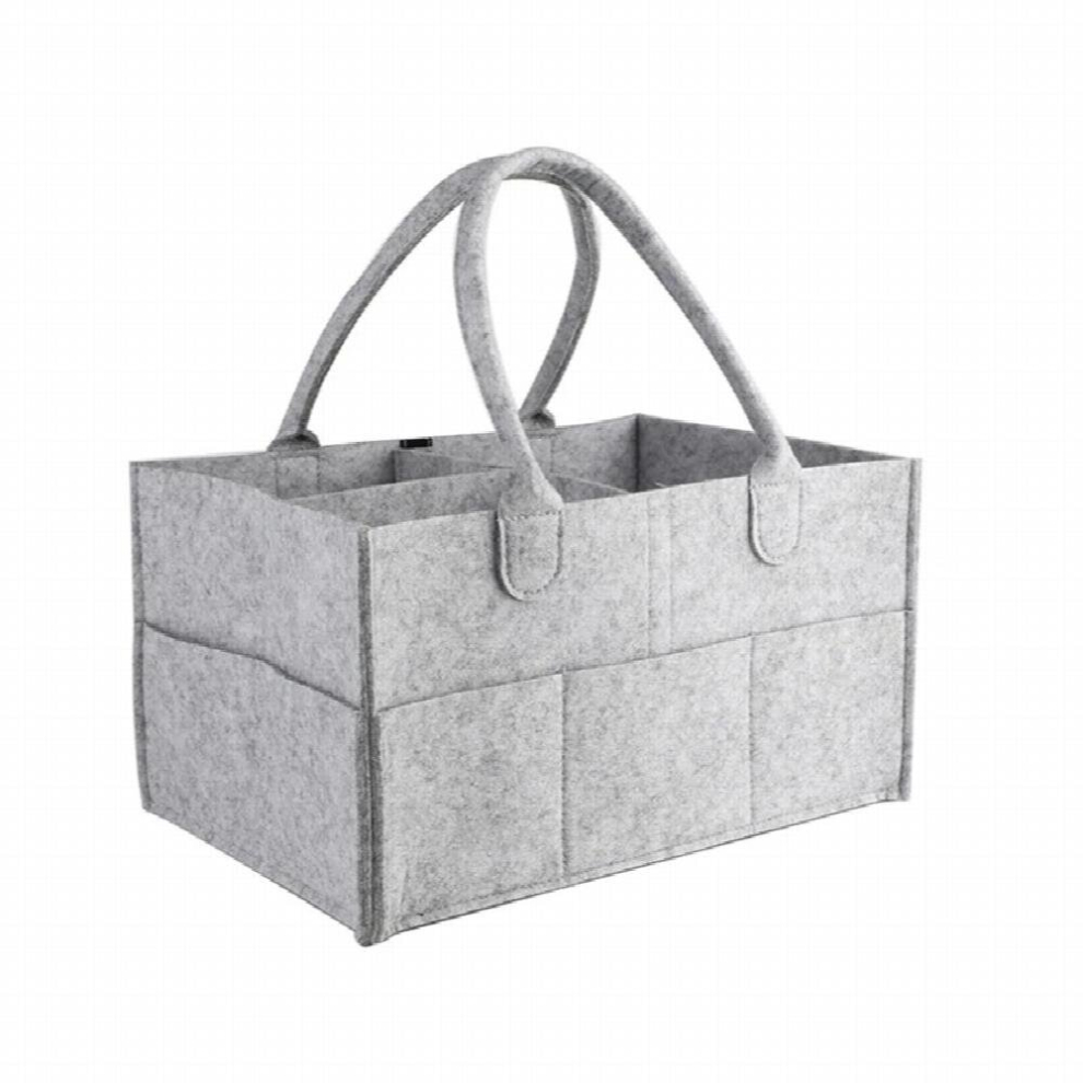 Kids Diaper Caddy Tote Nursery Storage Bin and Car Organizer for Diapers Baby Wipes Divided Bin with Handle Holds Bottles Bags