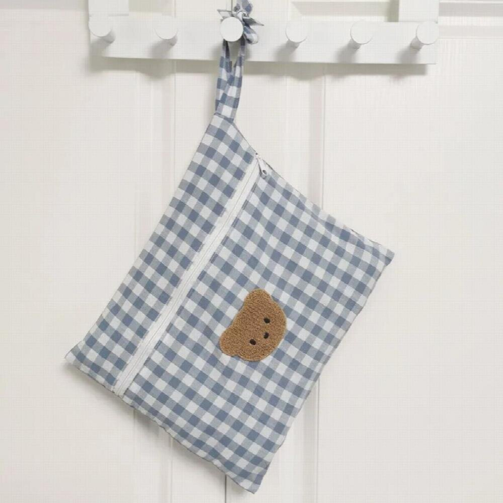 Portable Baby Stroller Diaper Bag Mom Bag Hanging Bedside Baby Items Organizer Nappy Pouch Storage Bear Plaid Diaper Clutch Bag