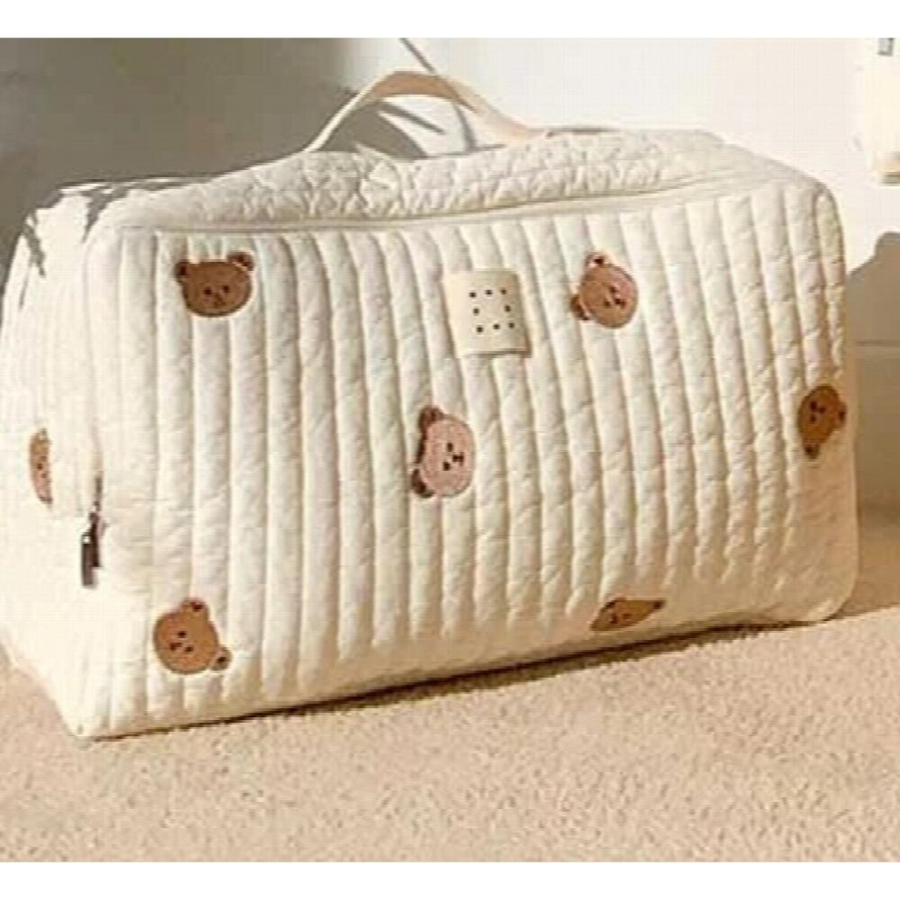 Cartoon Embroidery Bear Mommy Bag Large Capacity Mom Diaper Baby Stroller Bag Multifunction Women Shoulder Handbag Travel Diaper