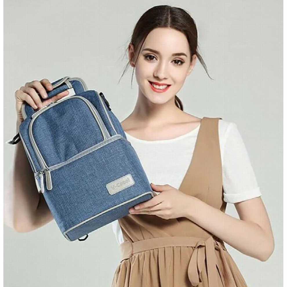 2-Layer Diaper Bag Backpack Baby Milk Bottle Storage Thermal for Mommy Infant Fresh Cooler Messengers DEO