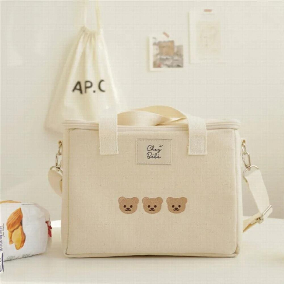 Multifunctional Mother Baby Bag Diaper Bags Waterproof Bear Embroidery Thermal Insulation Mommy Bag Food Storage Bags