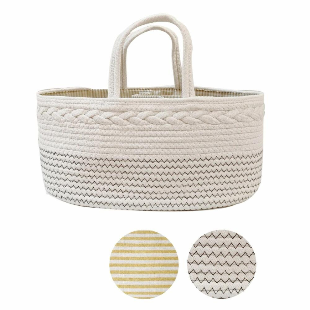 Large Baby Diaper Caddy Organizer Basket Cotton Rope Diaper Storage Basket Portable for Girls Nursery Diaper Organizer