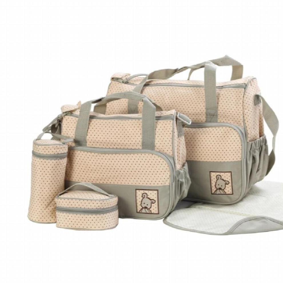 5pcs Baby Diaper Bag Suits For Mom Baby Bottle Holder Mother Mummy Stroller Maternity Nappy Bags Sets