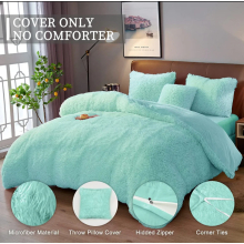 (Double ) Duck egg color Teddy Bear Fleece Fitted Sheet Plain Thermal Winter Warm Soft Sherpa Cozy Bed Linen Bedding